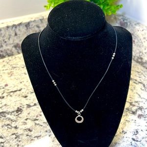 Retired Silpada simple leather and silver necklace